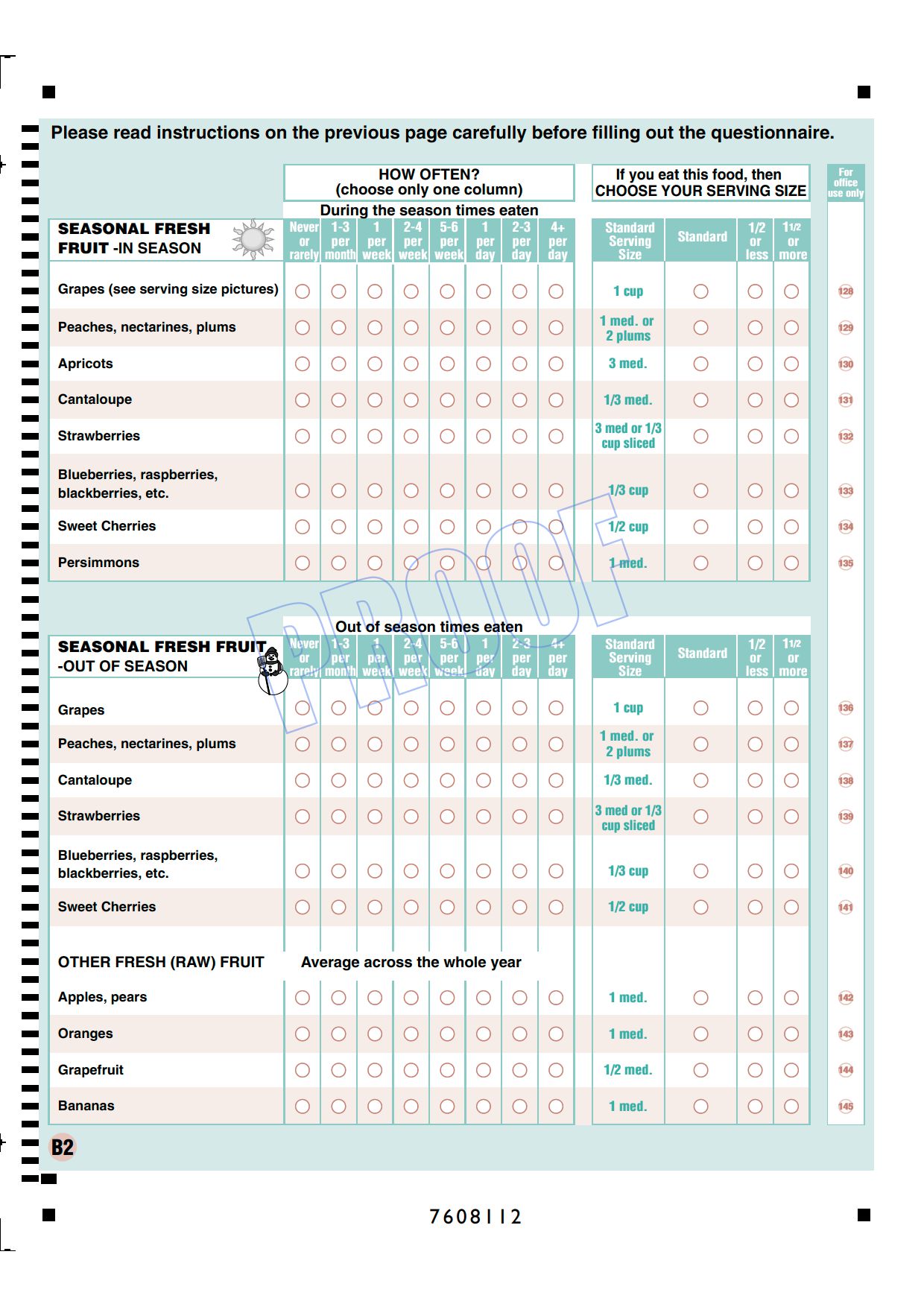 Baseline Questionnaire - Version 1 - Page B2