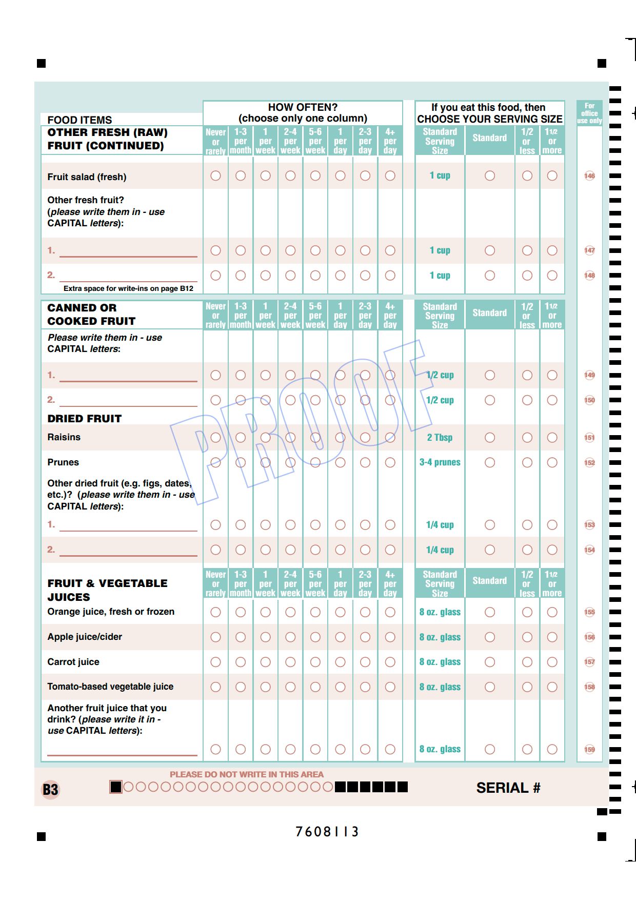Baseline Questionnaire - Version 1 - Page B3