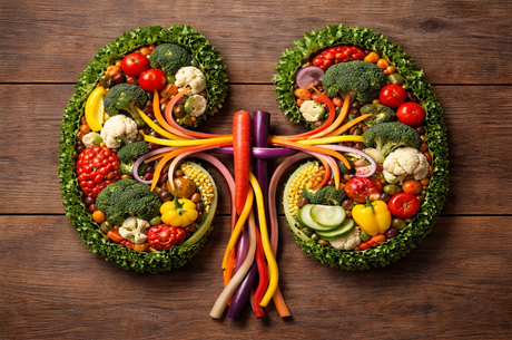 Vegetables arranged in the shape of kidneys